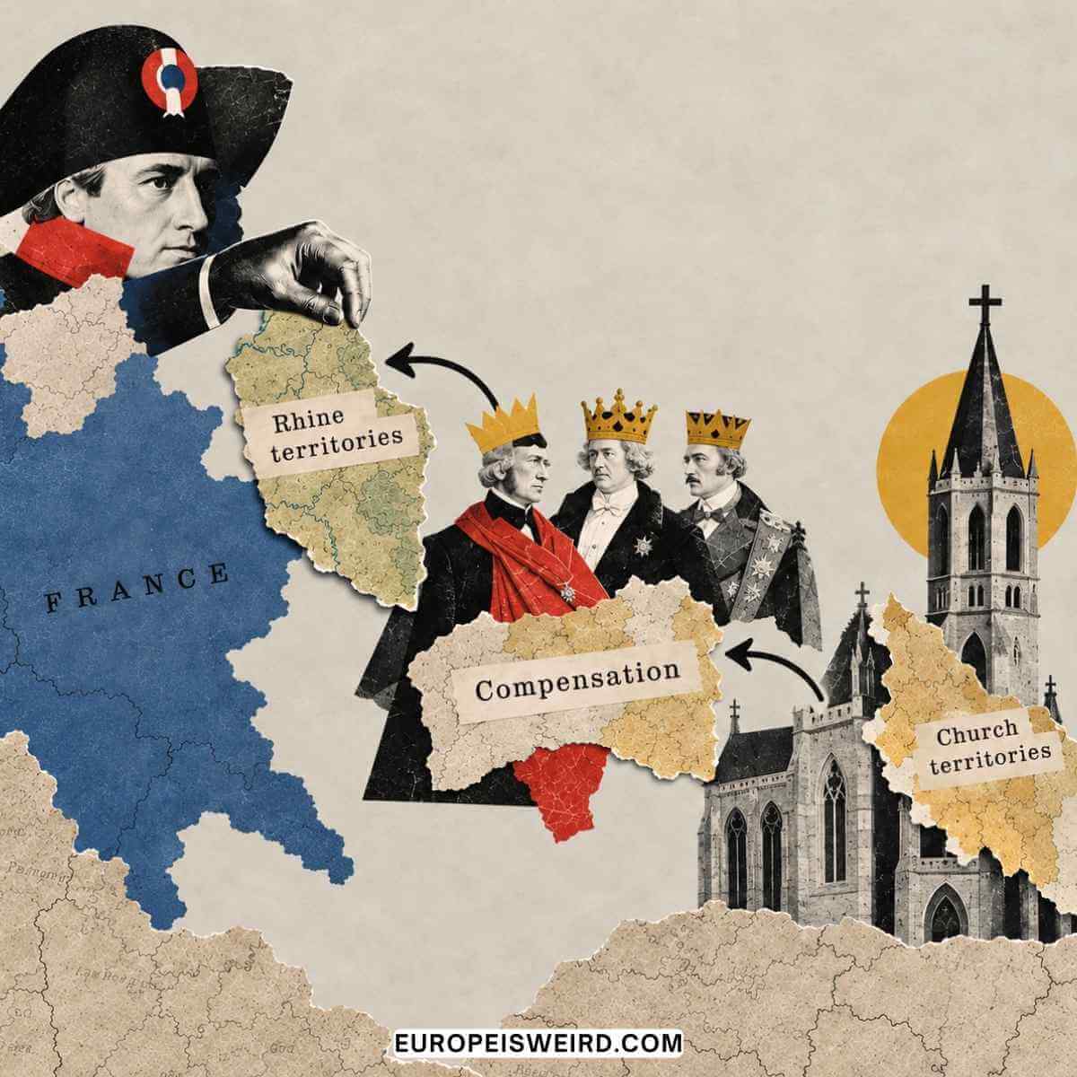 Napoleon and german princes seizing church land in 1803