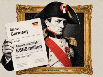 Napoleon holding invoice for germany church payments