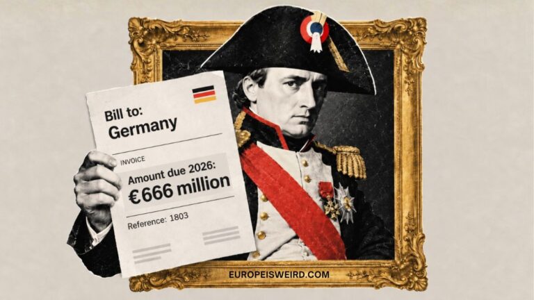 Napoleon holding invoice for germany church payments