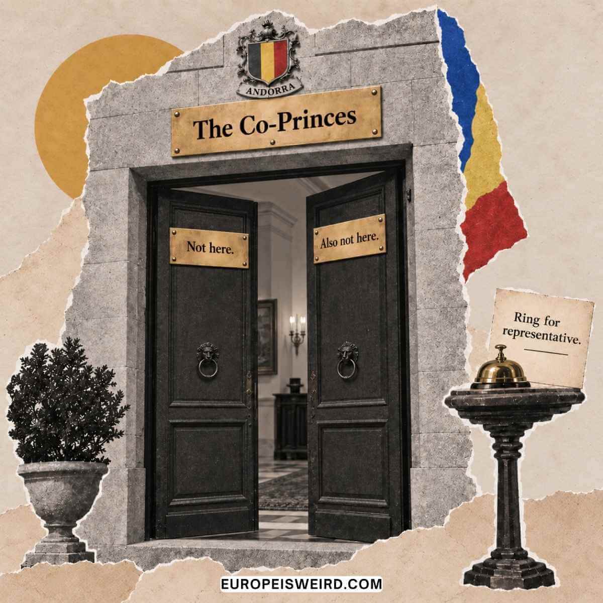 andorra co-princes office door with neither prince present