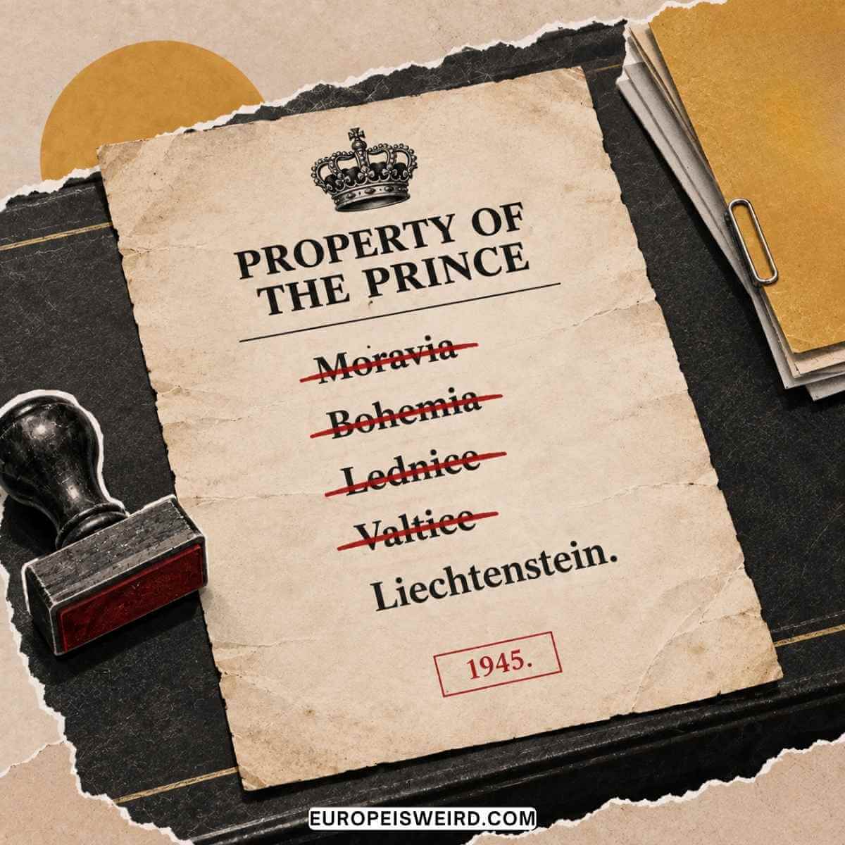 property list with crossed out estates and liechtenstein remaining
